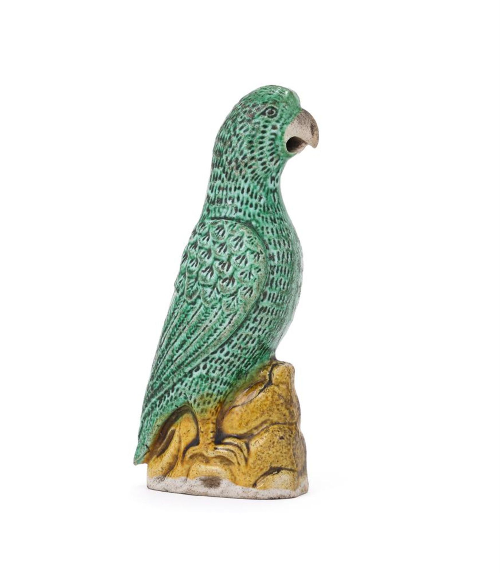 A Chinese sancai porcelain parrot