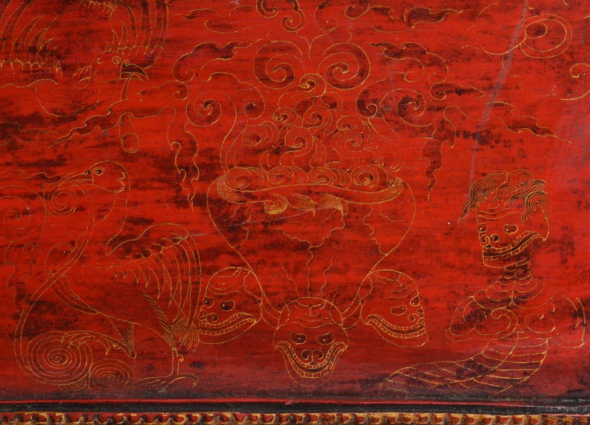 A Tibetan painted wood book cover - Bild 2 aus 3