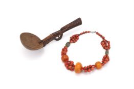 Y A Tibetan coral and amber necklace