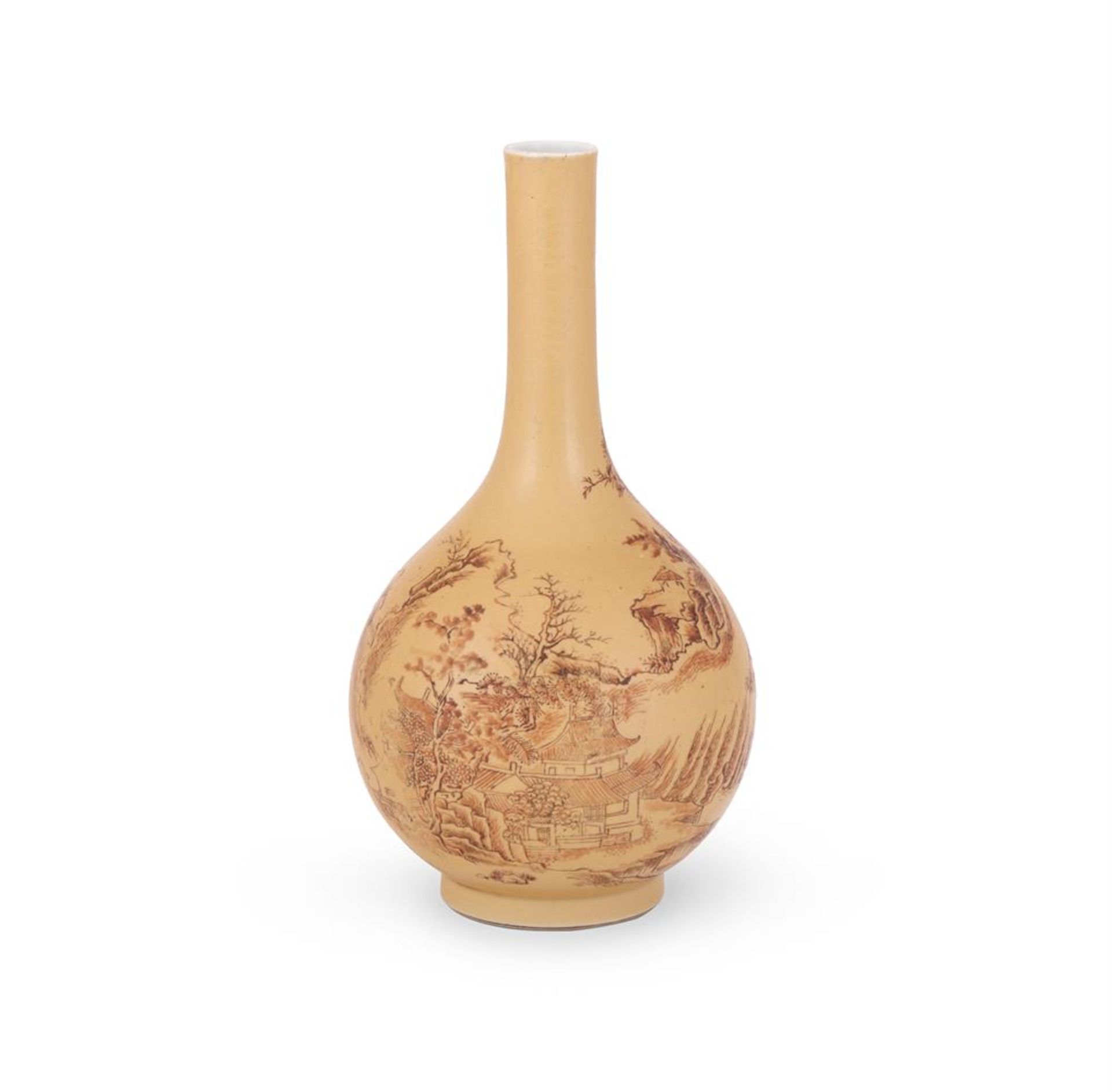A Chinese amber-glazed 'Landscape' bottle vase