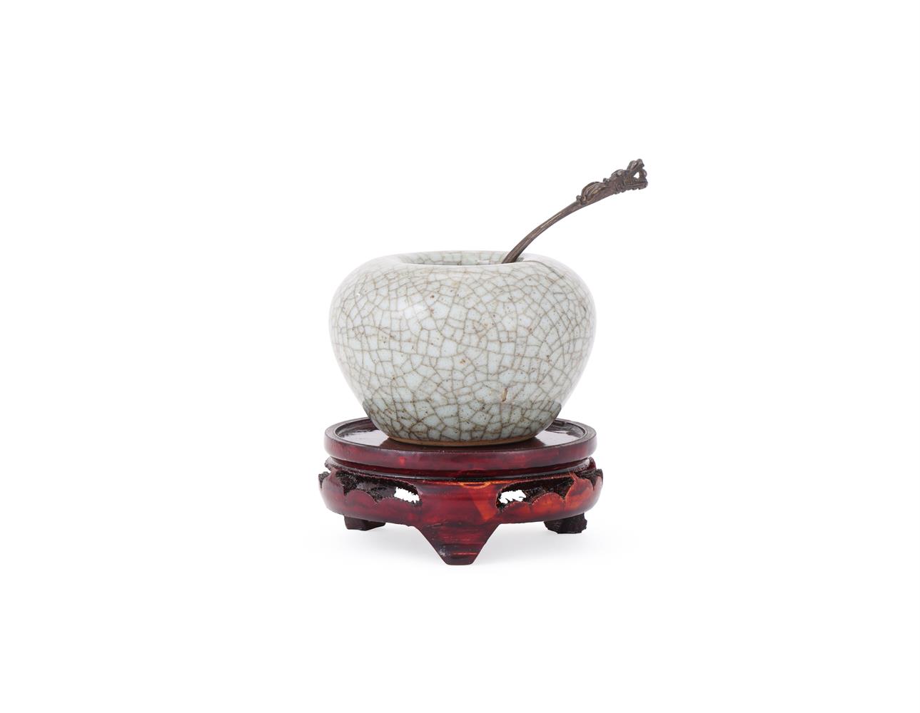 A small Chinese crackle glazed water pot