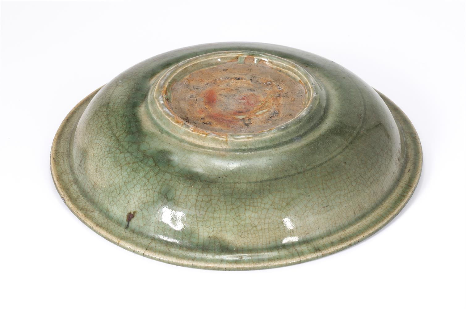 A Chinese carved celadon dish - Image 3 of 3