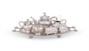 A Chinese composite silver Cabaret set