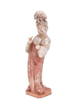 A Chinese painted terracotta figure of a lady