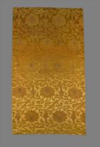 A large Chinese yellow silk satin brocade 'Chrysanthemums' panel