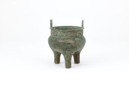 A Chinese bronze ritual tripod food vessel