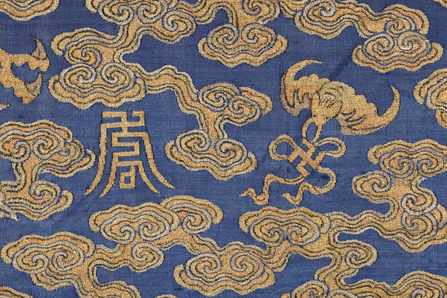 A rare Imperial 'twelve symbol' blue silk dragon robe - Image 9 of 37