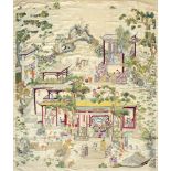 A large attractive Chinese Suzhou silk 'Birthday Celebration' hanging