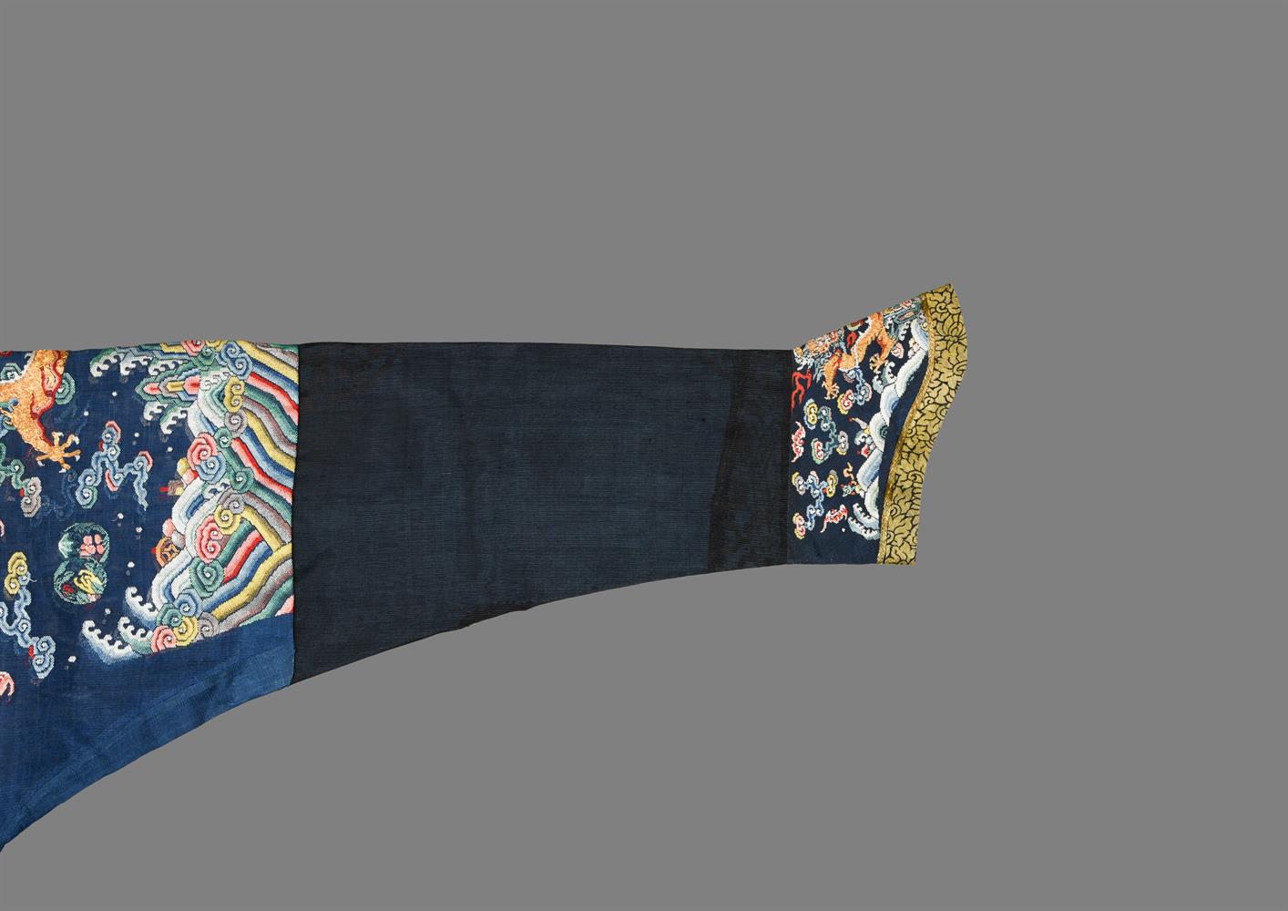 A fine Chinese five-colour cloud blue-ground summer gauze 'Dragon' robe - Image 6 of 13
