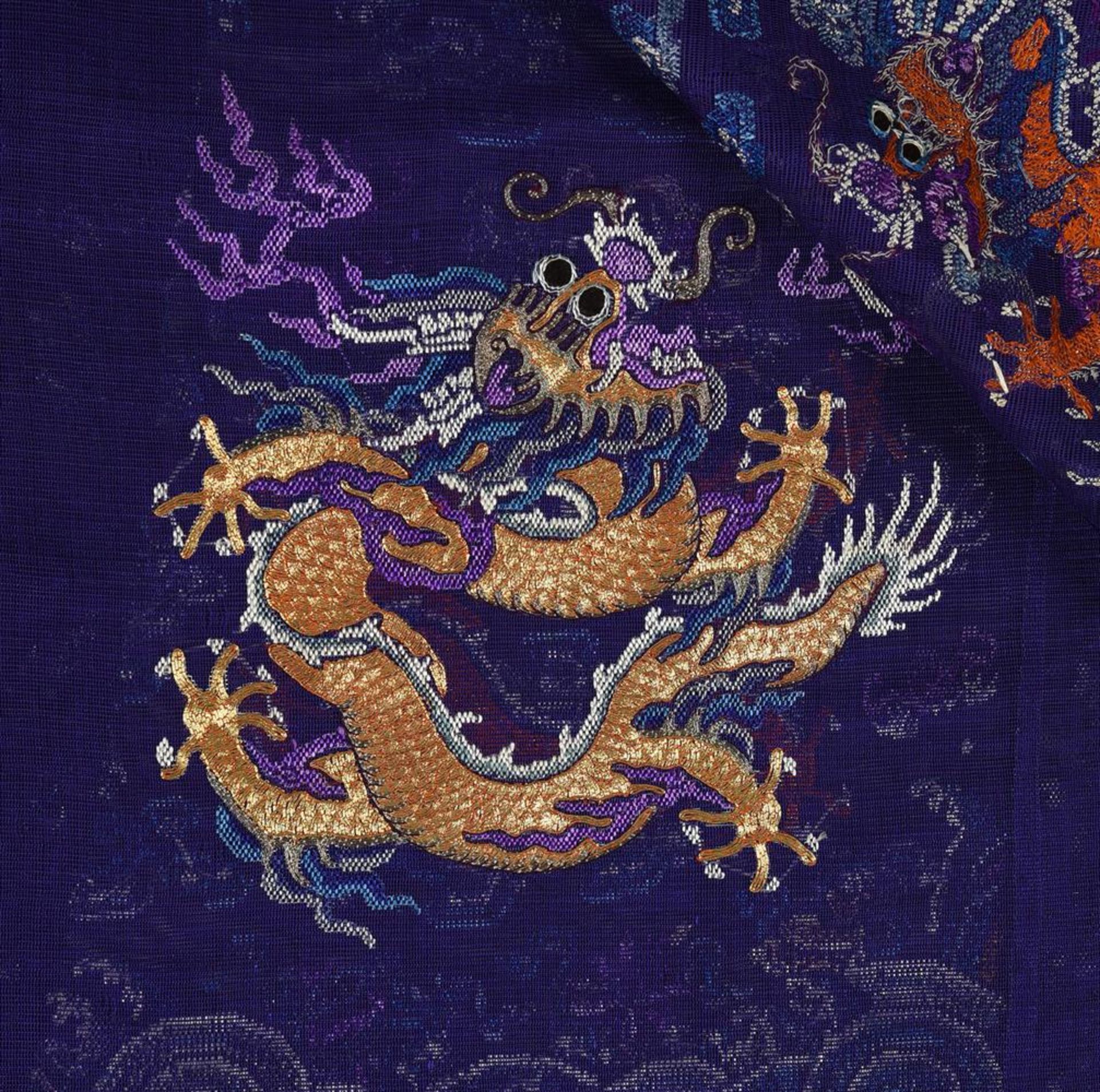 A Chinese purple-blue silk summer gauze five-clawed 'Dragon' robe - Image 6 of 6