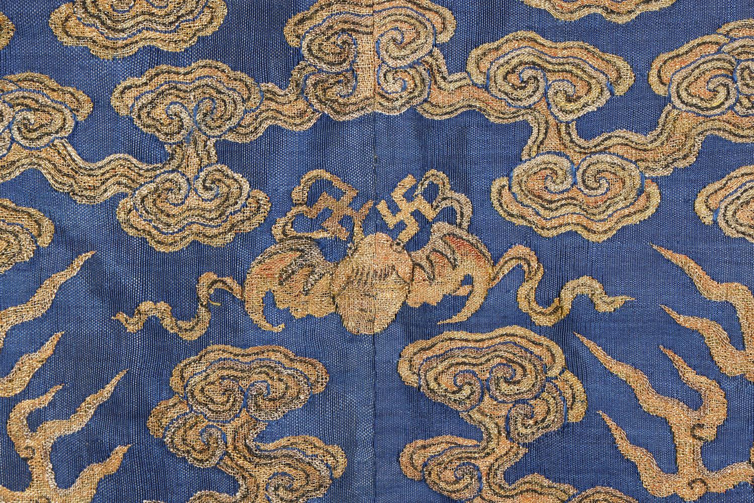 A rare Imperial 'twelve symbol' blue silk dragon robe - Image 12 of 37