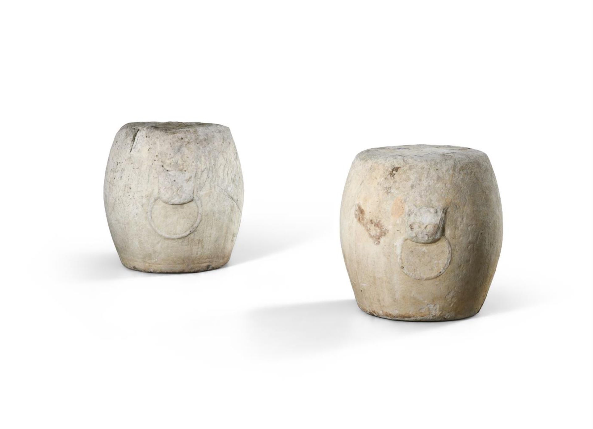 An attractive pair of Chinese marble barrel-form garden seats