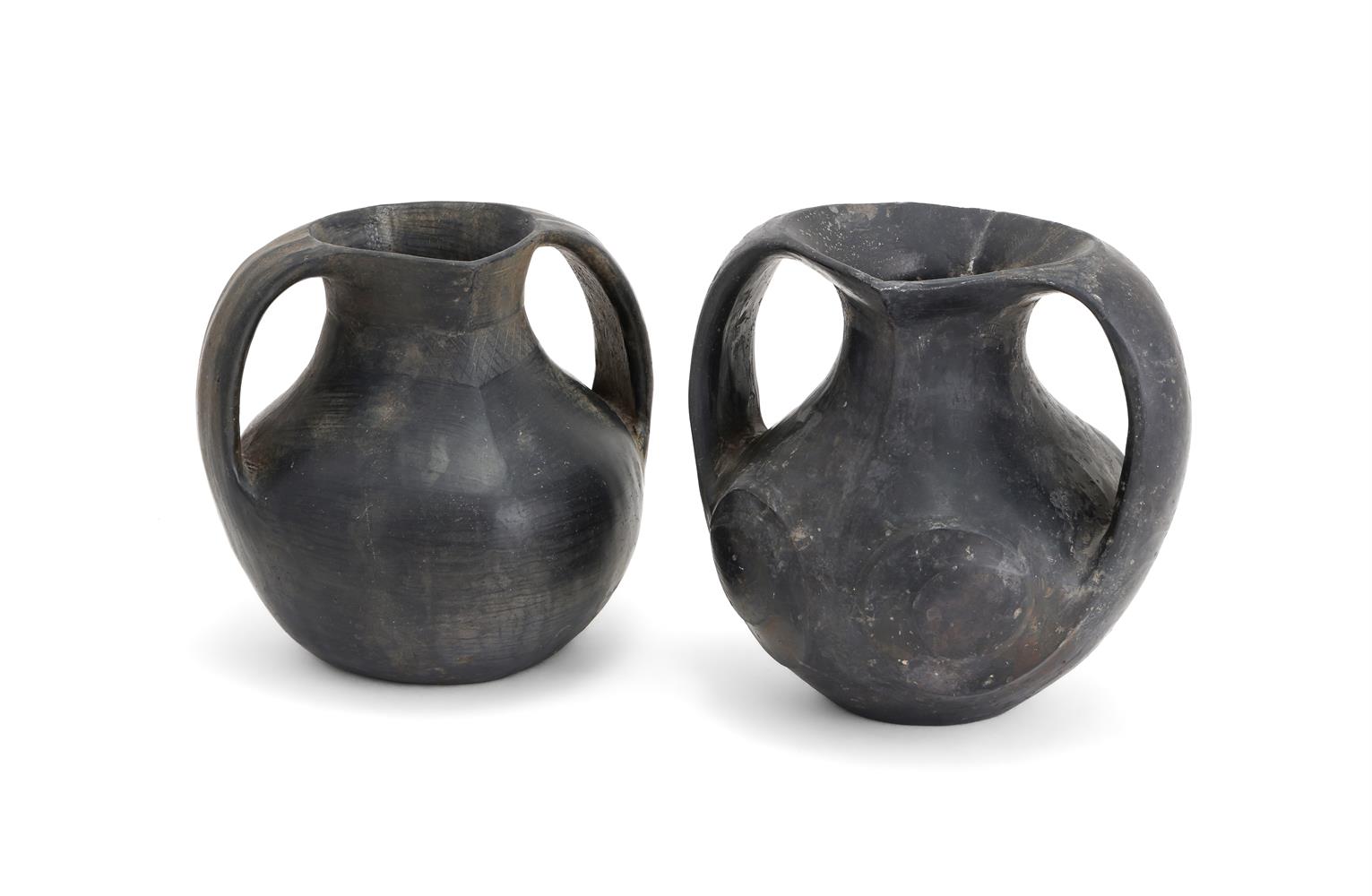 Two Chinese black pottery vases