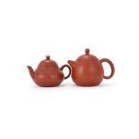 A Chinese Yixing compressed pear-shaped teapot