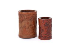 Two Chinese bamboo brushpots