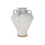 A Chinese Yixing crackle glazed four handled jar
