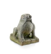 Am attractive large grey stone figure of a seated lion