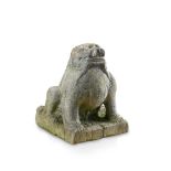Am attractive large grey stone figure of a seated lion