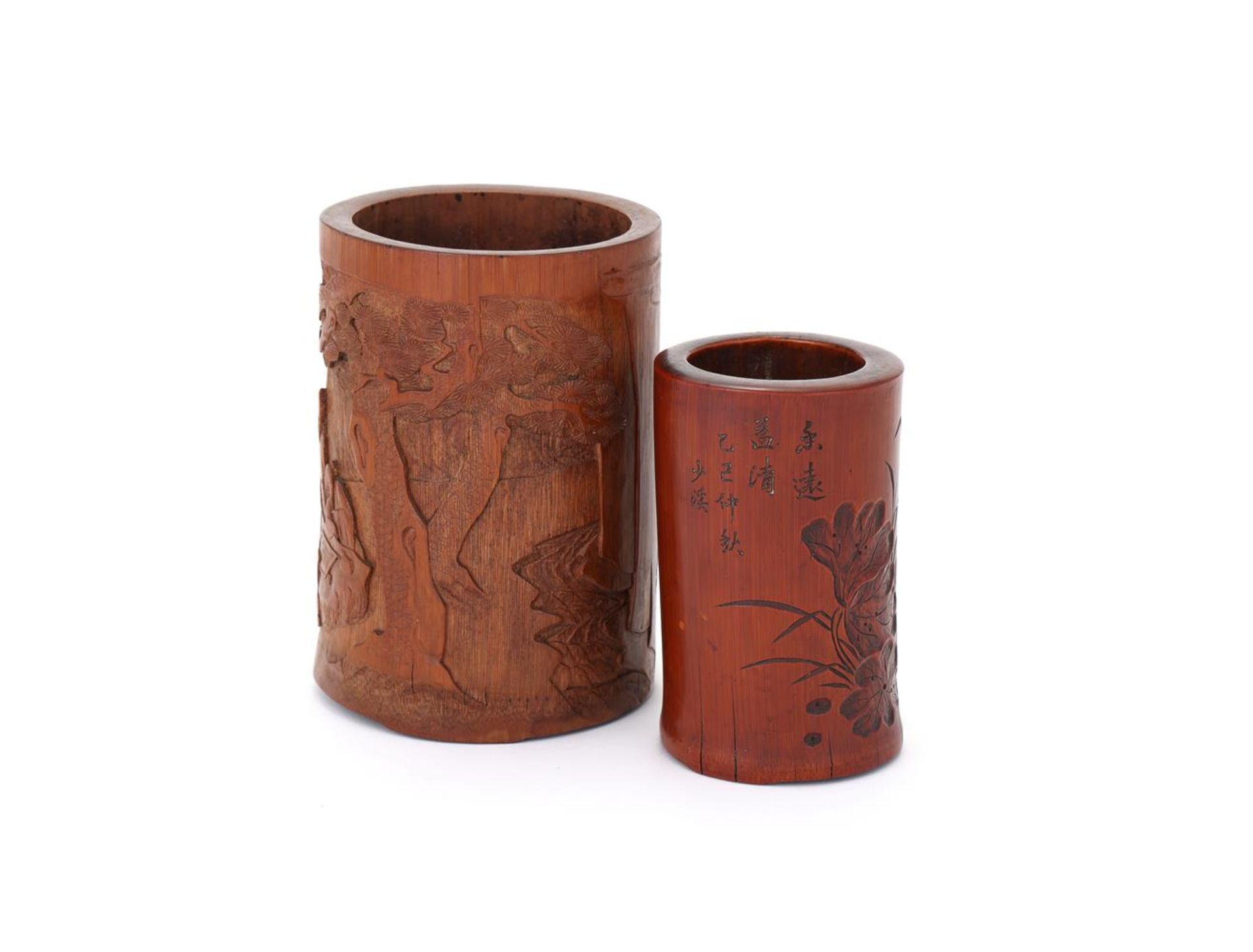 Two Chinese bamboo brushpots - Bild 2 aus 3