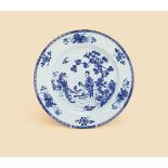 A Chinese blue and white 'lady and phoenix' dish