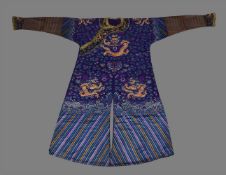 A Chinese purple-blue silk summer gauze five-clawed 'Dragon' robe