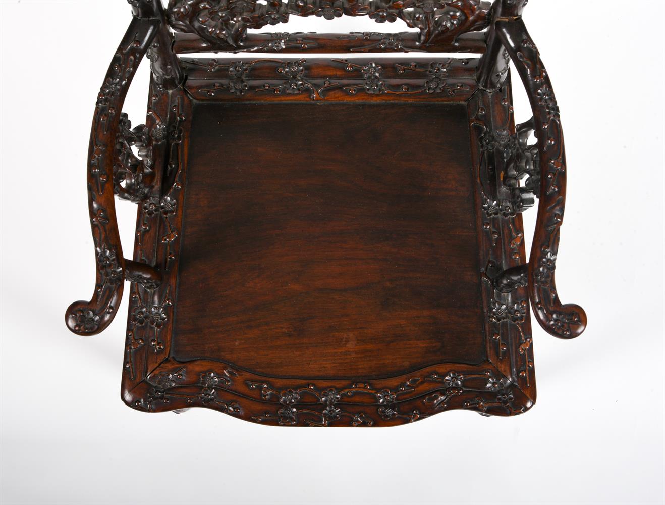 A Chinese carved hongmu armchair - Image 3 of 3