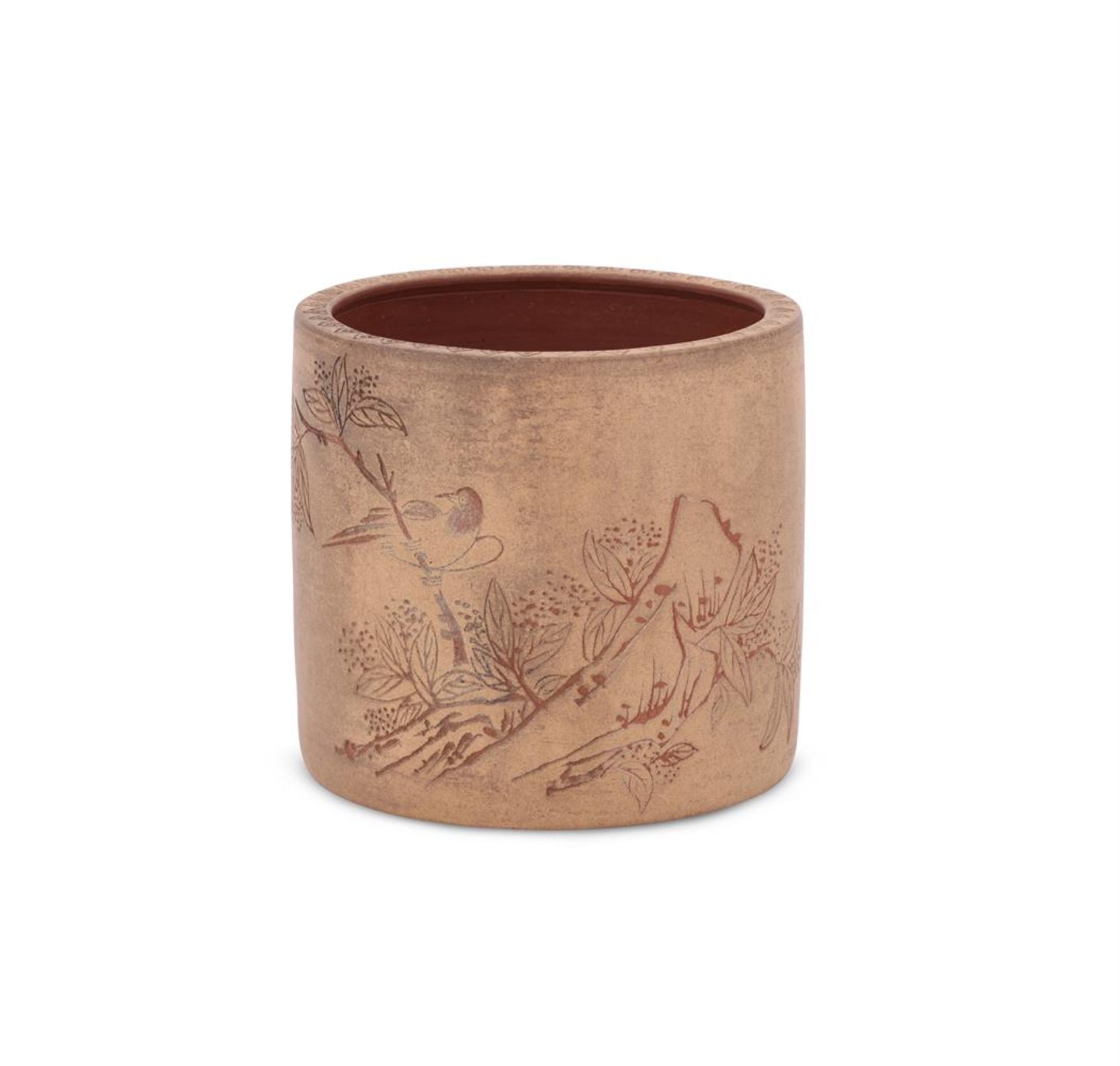 A Chinese Yixing incised brushpot