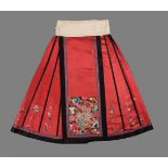 A Chinese Han woman's red satin silk skirt