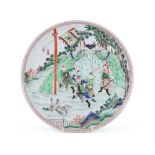 A large Chinese Famille Verte plate