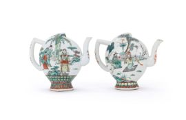 Two Chinese Famille Verte 'Cadogan' teapots