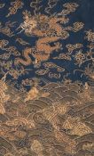 A Chinese gold-thread embroidered 'dragon' panel