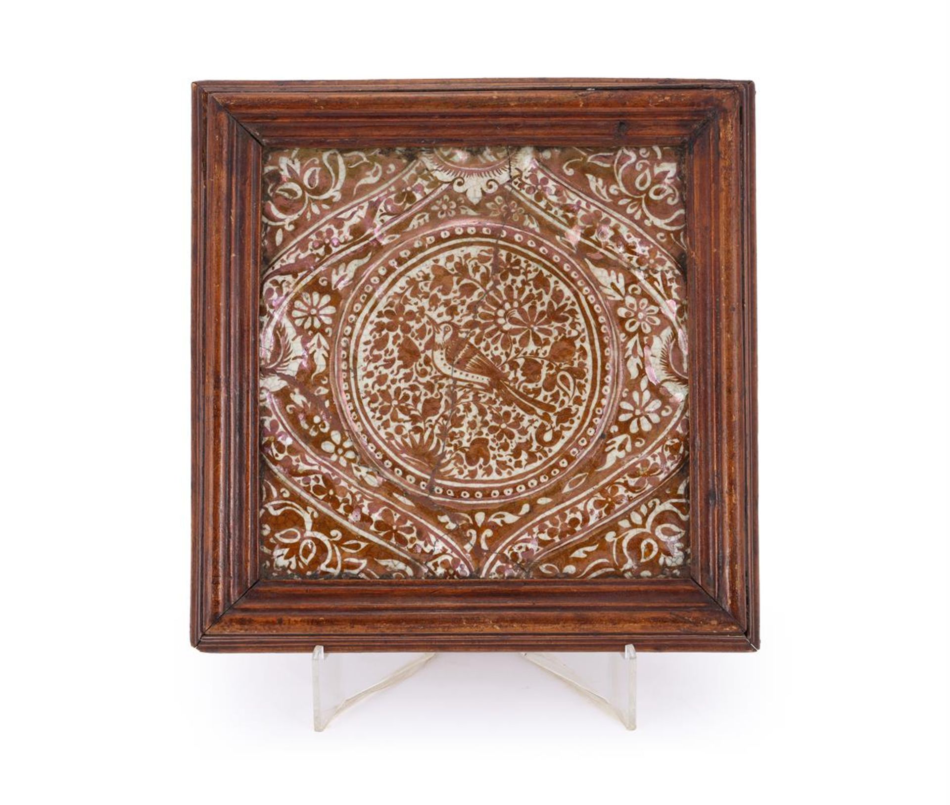 A Qajar lustreware moulded tile