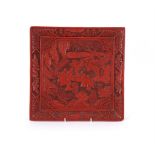 A Chinese cinnabar lacquer square tray
