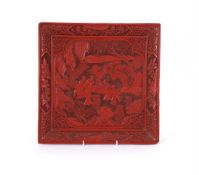 A Chinese cinnabar lacquer square tray
