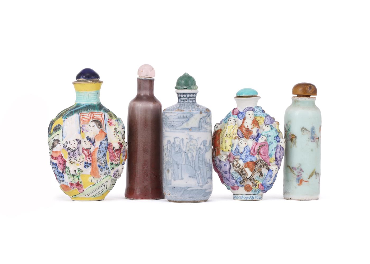 A group of six Chinese porcelain snuff bottles