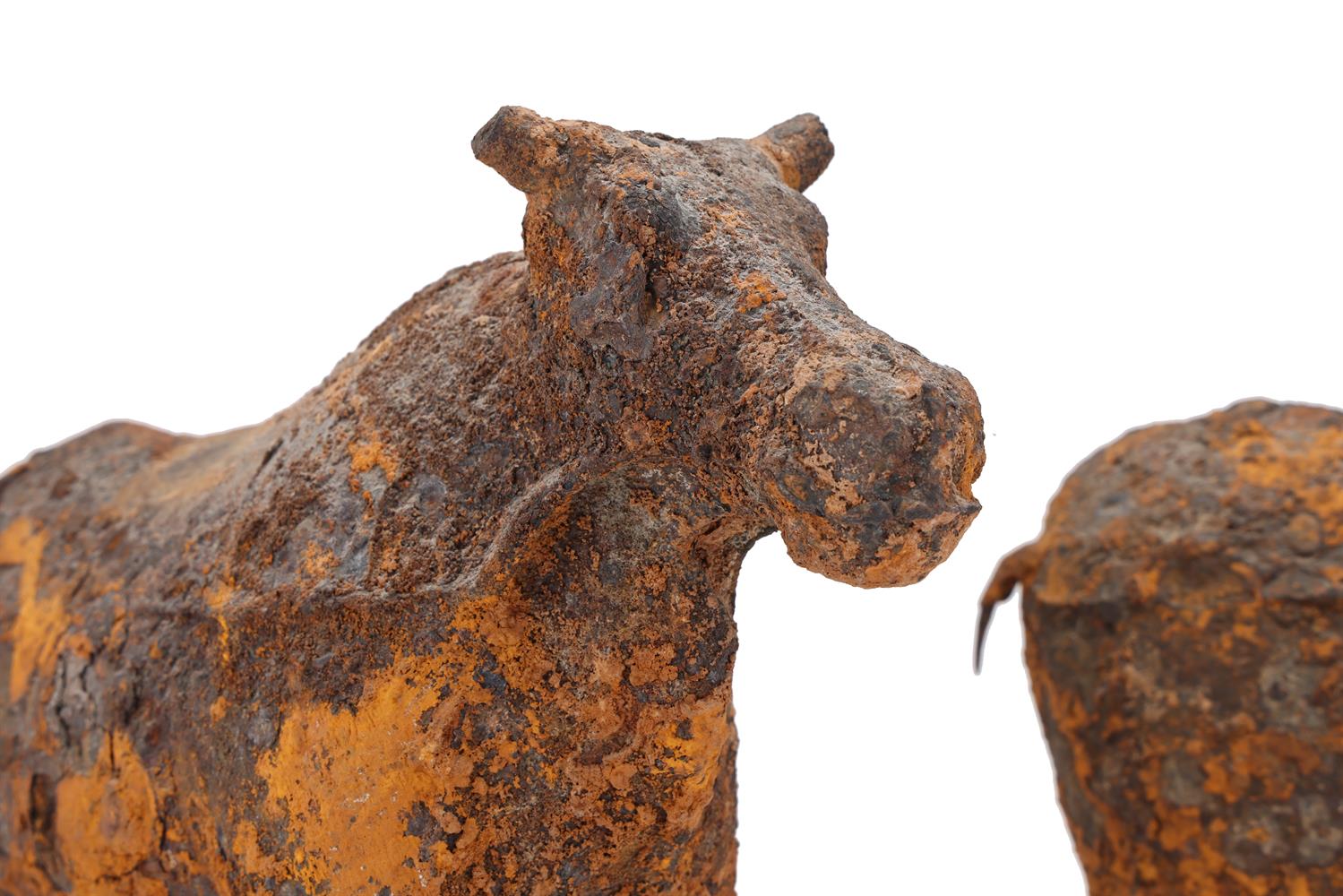 A pair of Chinese iron models of oxen - Image 3 of 3
