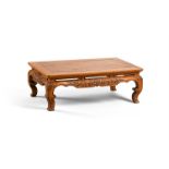 A Chinese carved fruitwood Kang Table