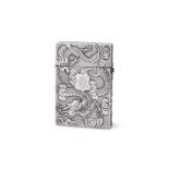 A Chinese silver 'Dragon and Prunus' card case
