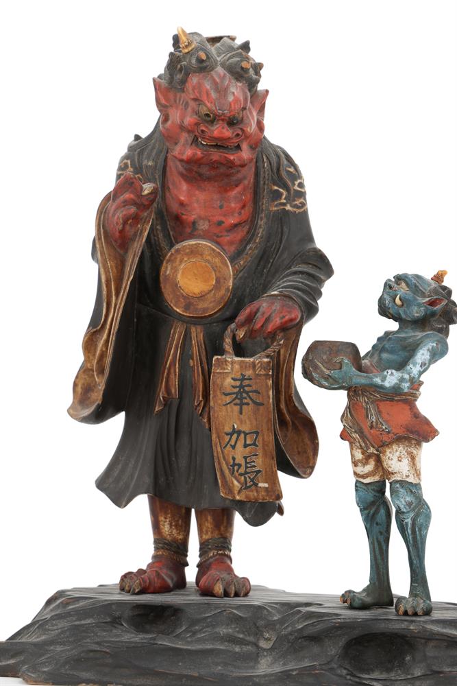 A Japanese painted and lacquered figure of an Oni - Image 3 of 5