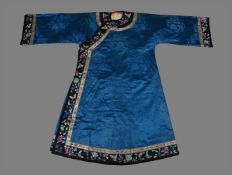 A Chinese Manchu 'peacock blue' women's robe