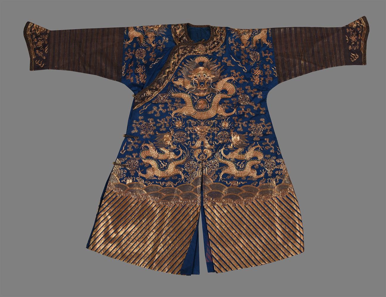 A Chinese blue-ground Mandarin's 'dragon' robe