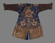A Chinese blue-ground Mandarin's 'dragon' robe