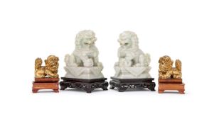 A pair of Chinese jadeite Buddhist lions