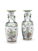 A large pair of Cantonese vases