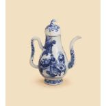 A Chinese soft-paste blue and white ewer