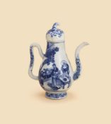 A Chinese soft-paste blue and white ewer