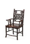 A Chinese carved hongmu armchair