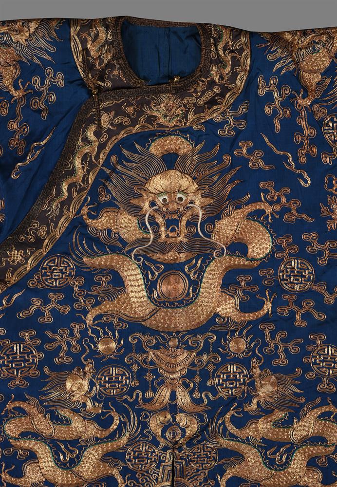 A Chinese blue-ground Mandarin's 'dragon' robe - Image 5 of 6