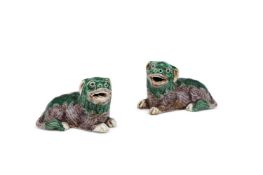 A pair of Chinese Famille Verte lions
