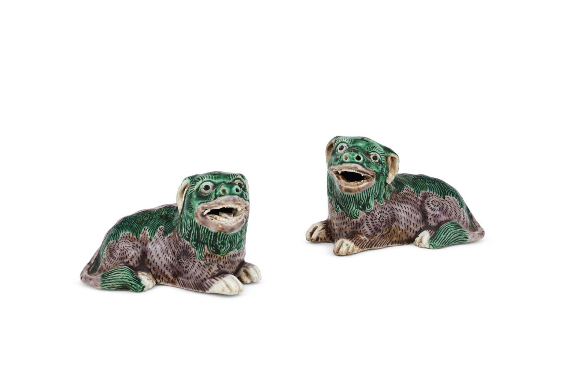 A pair of Chinese Famille Verte lions